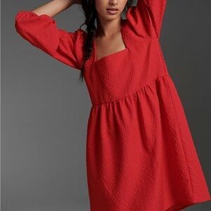 Chic Red Long Sleeve Dress